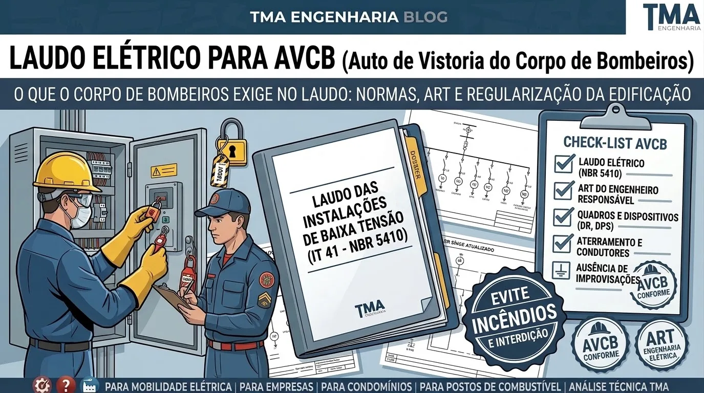 Inspeção e laudo técnico de instalações elétricas e SPDA para emissão e renovação do AVCB do Corpo de Bombeiros