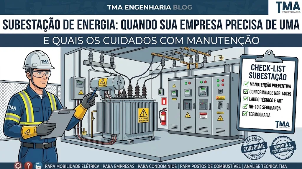 Subestação de energia elétrica abrigada de média tensão para empresas e indústrias com conformidade à NBR 14039 e NR-10