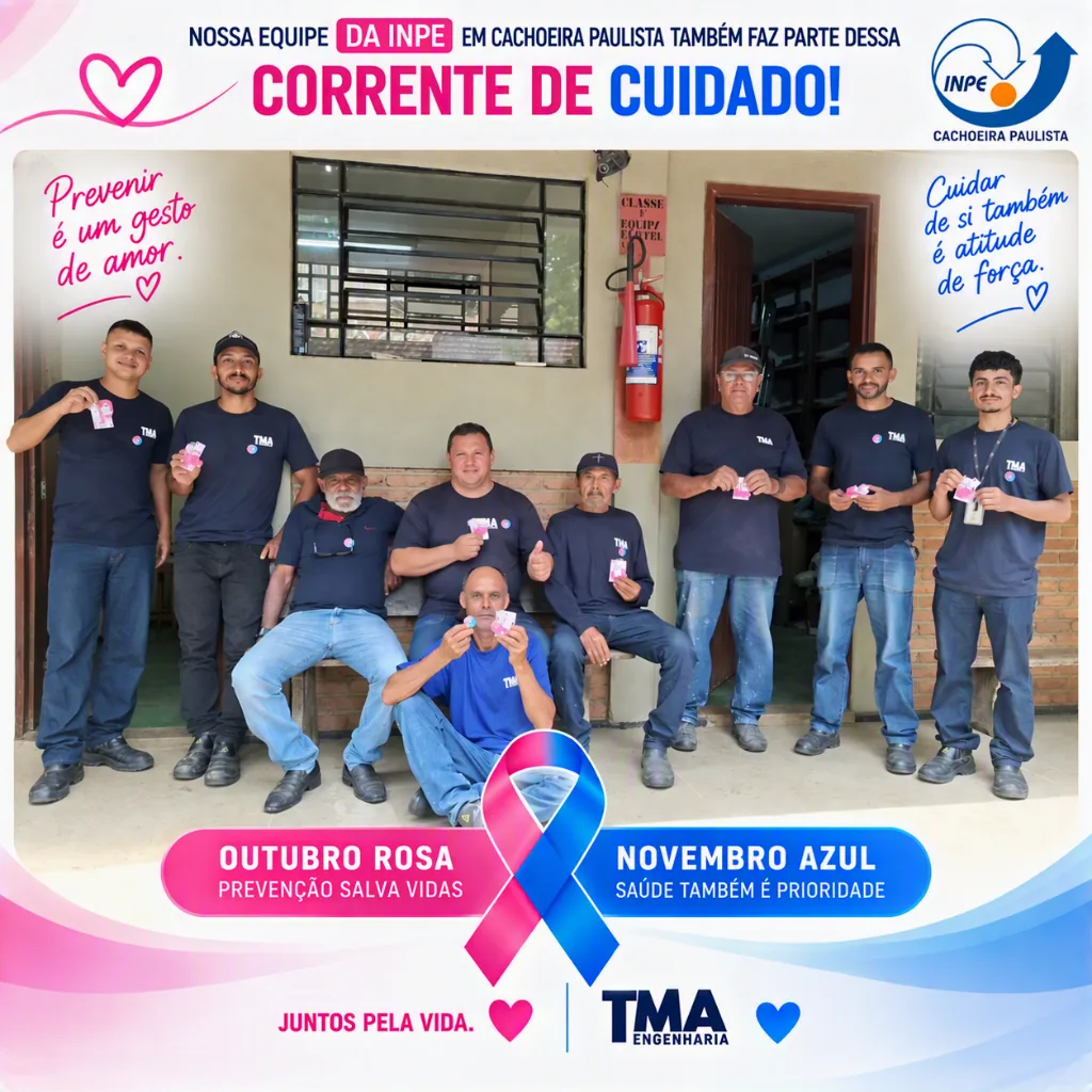 Equipe TMA Engenharia no INPE apoiando a campanha de conscientização
