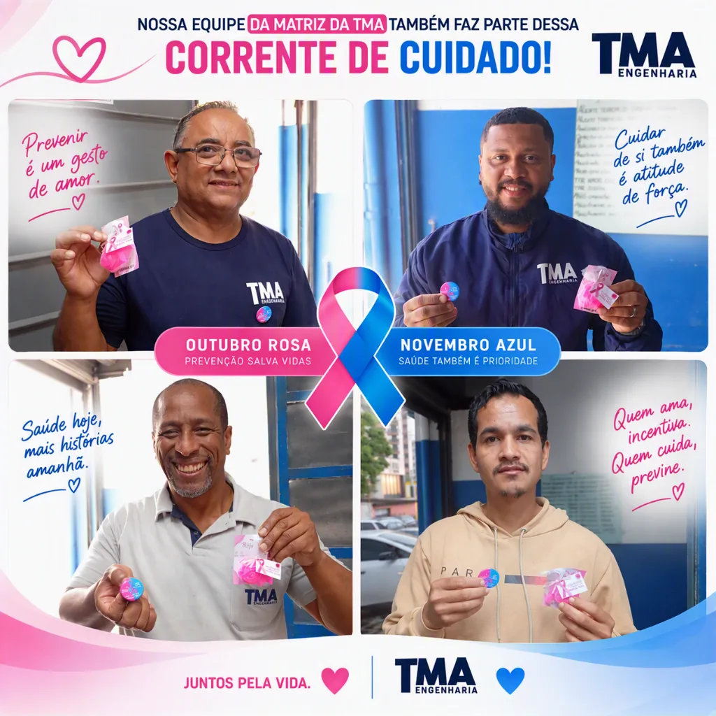 Equipe da Matriz TMA Engenharia unida na campanha Outubro Rosa e Novembro Azul